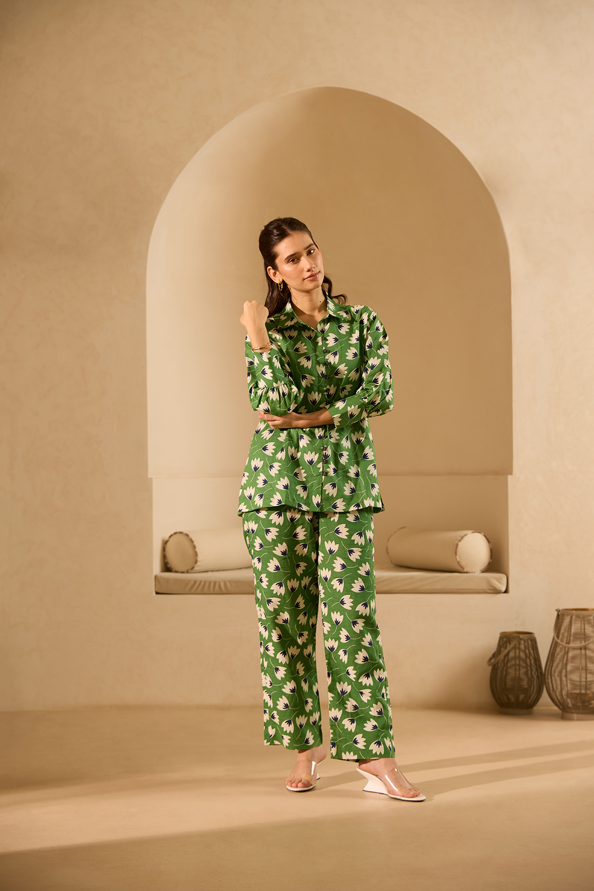 Green Bloom Linen Co-ord Set