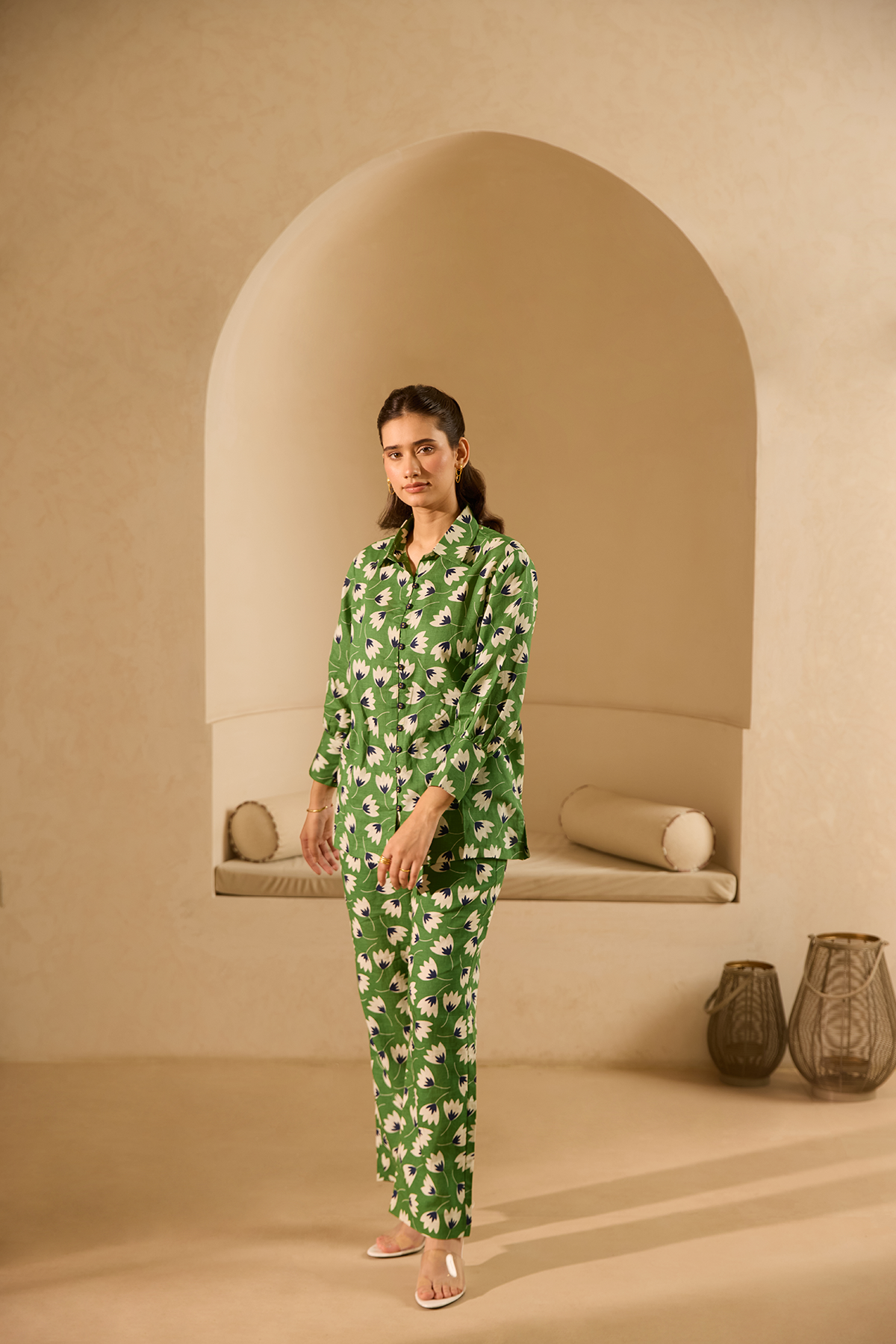 Green Bloom Linen Co-ord Set