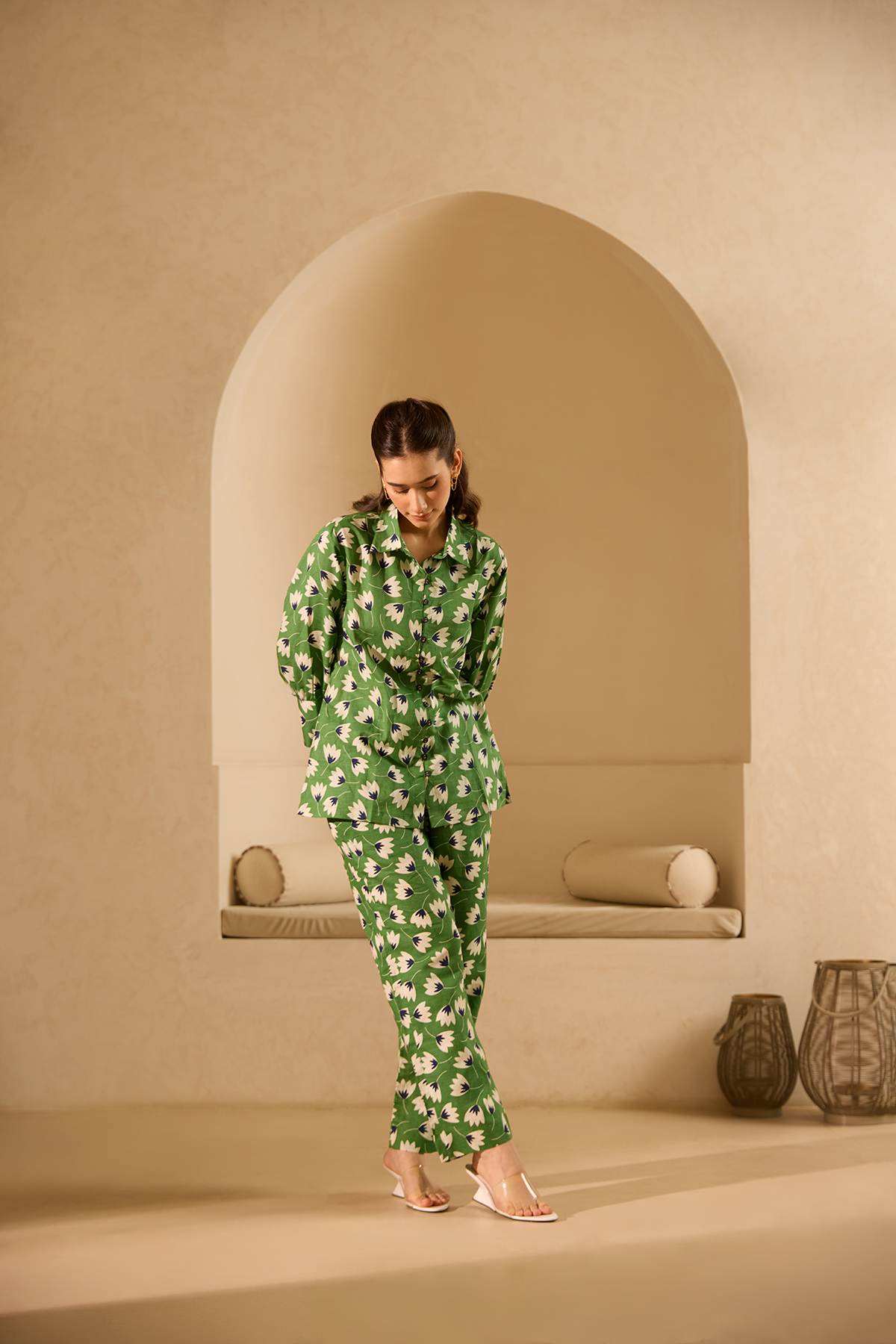 Green Bloom Linen Co-ord Set