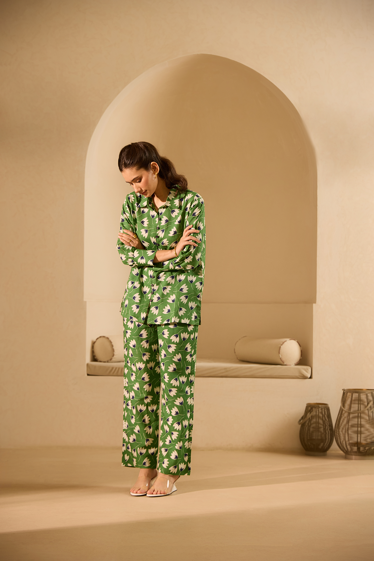 Green Bloom Linen Co-ord Set