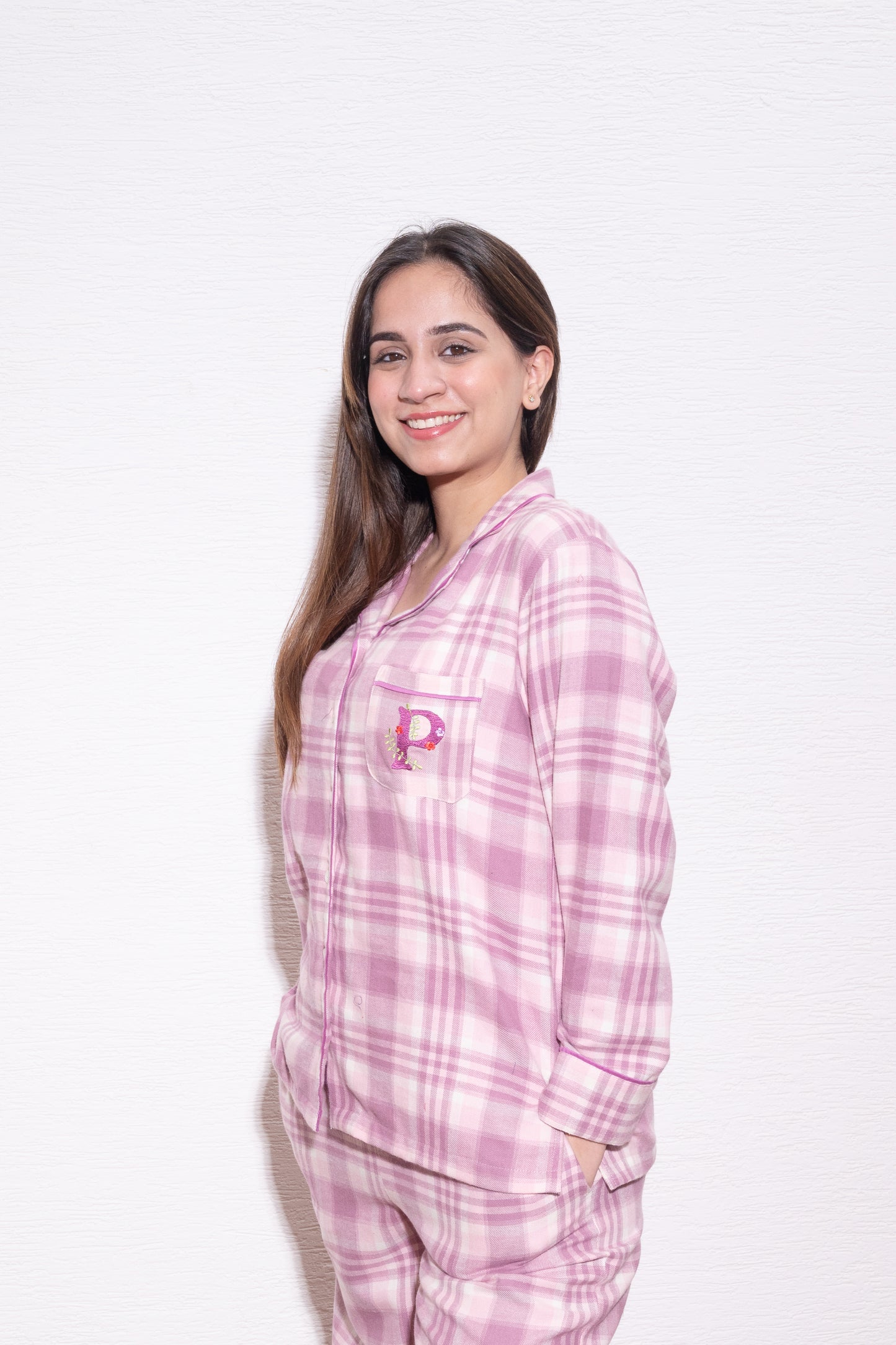 Pink Checkered Flannel Set