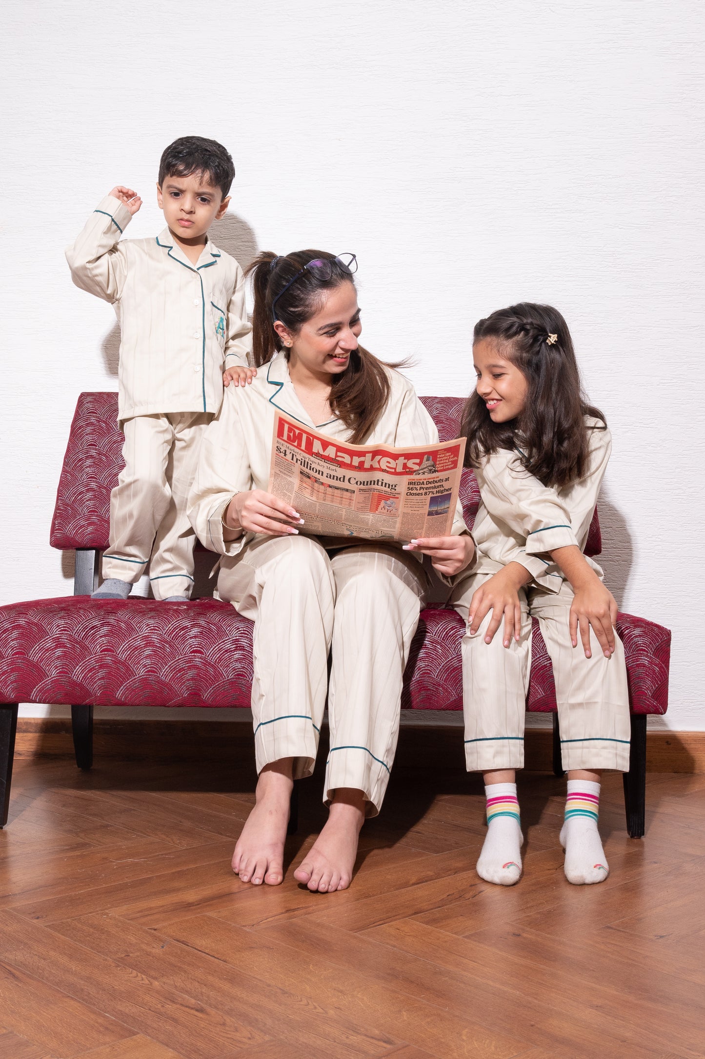 Beige Pinstripes Kidswear Set