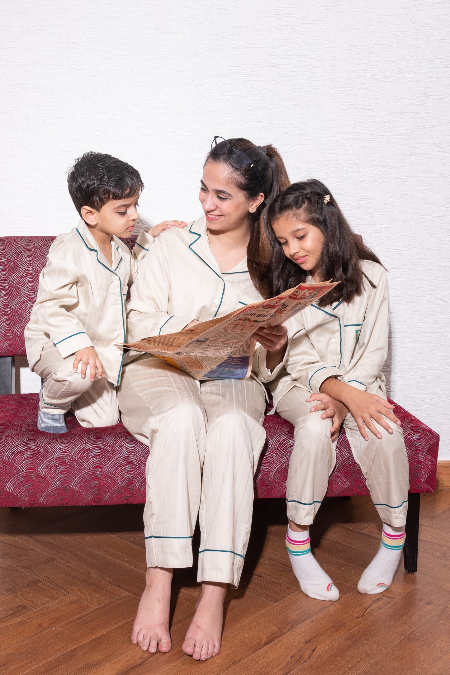 Beige Pinstripes Pyjama Set