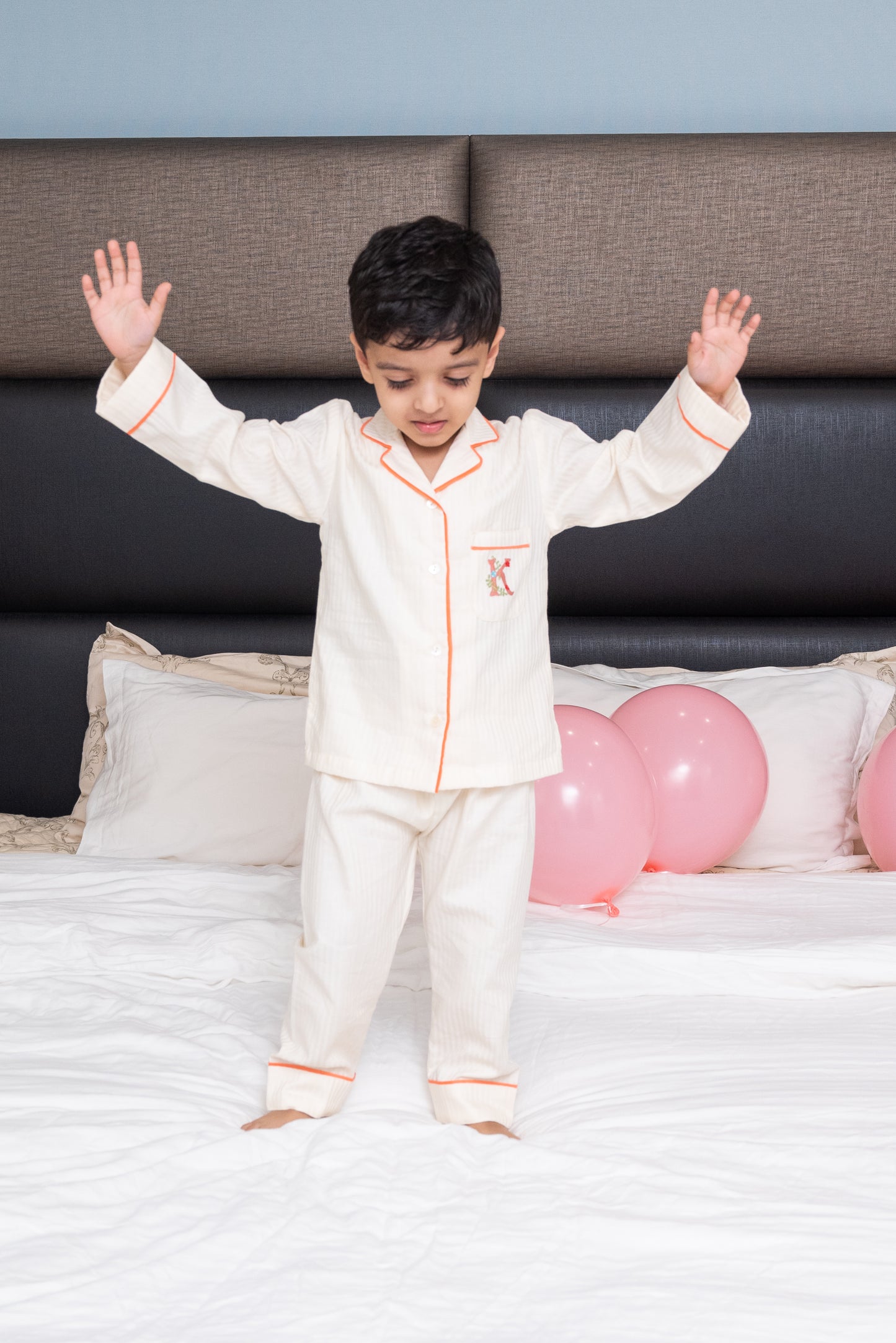 Peach Pinstripes Kidswear Set